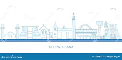 Outline Skyline Panorama of City of Accra, Ghana Stock Vector ...