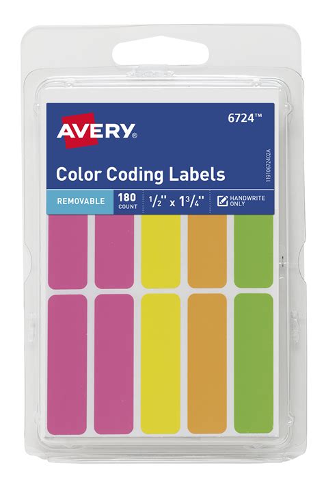 Avery Color-Coding Labels, Removable Adhesive, 1/2 x 1-3/4, 180 Labels ...