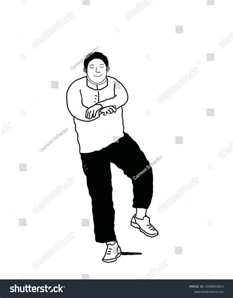 Man Headphones Dancing Black White Drawing Stock Illustration ...