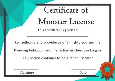 Free Printable Minister License Certificate