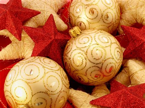 New year, christmas, spheres, ornaments, stars, red, gold wallpaper | other | Wallpaper Better