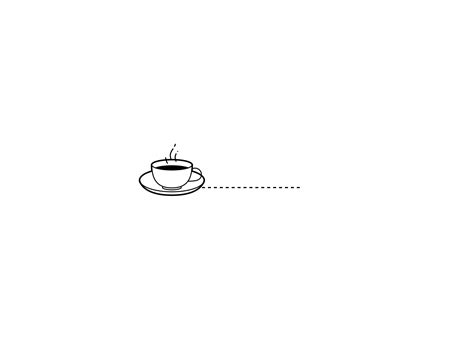 a line drawing of a coffee cup with a saucer on it's side