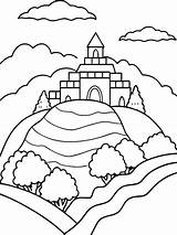 Hill Coloring Pages Scenic Designs For Nature Lovers  Premium AI sketch template