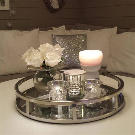 Perfect silver and sparkles with shiny mirror Decoration Ikea, Tray Decor, Table Decorations ...