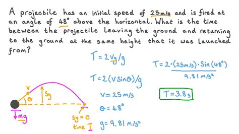 Question Video: Calculating the Time of Flight of a Projectile | Nagwa