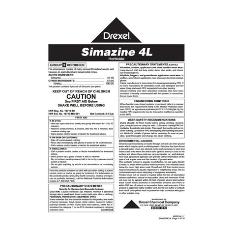 Buy Simazine 4L (2.5 Gallons) by Drexel - Pre-Emergent Herbicide for Broadleaf and Grass ...