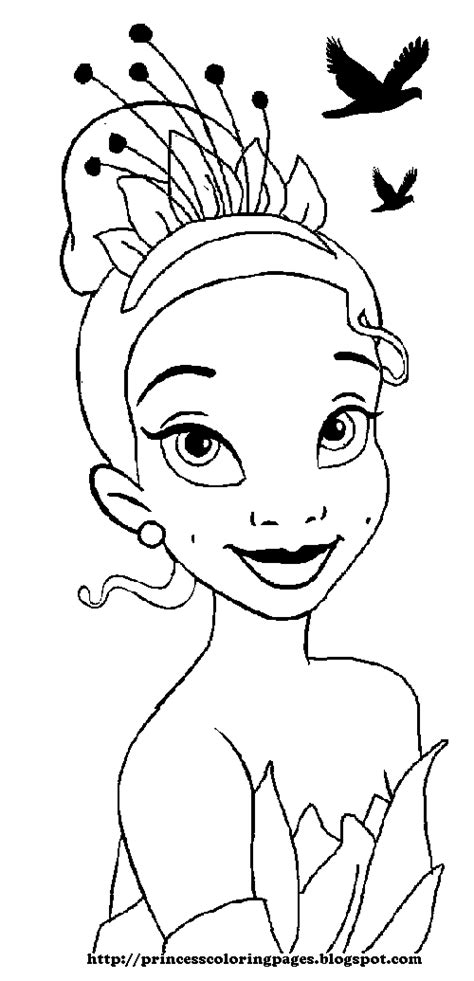 Princess Tiana - there's a colouring page and a cute picture of ...