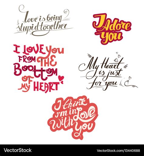 Lettering collection with quotes about love Vector Image