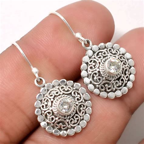 Royal Bali Design - White Zircon 925 Sterling Silver Earrings Jewelry SDE17712 #Handmade # ...