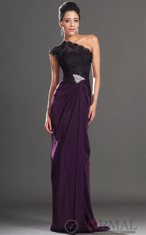 Modest Purple Long One Shoulder Semi-Formal Dress (BDAU-0514 ...