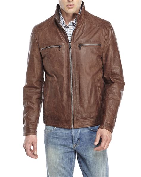 Lyst - Boss Alven Buffalo Leather Jacket in Brown for Men