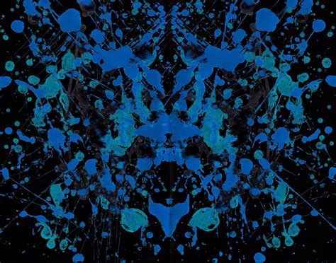 Online crop | blue, teal, and black abstract painting, ink, paint splatter, Rorschach test HD ...