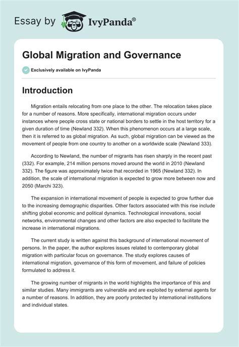 Global Migration and Governance - 4231 Words | Essay Example