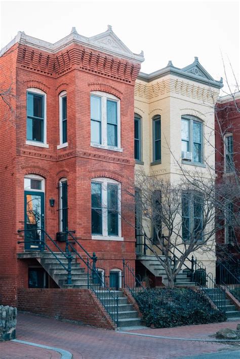 Colorful Row Houses in Capitol Hill, Washington, DC Stock Photo - Image of urban, beautiful ...