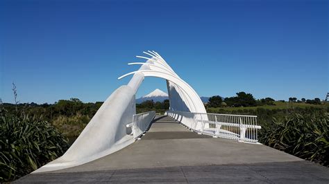 a white bridge that is next to some plants