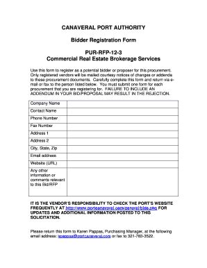 Fillable Online Bidder Registration Form - Comm Real Estate Broker ...