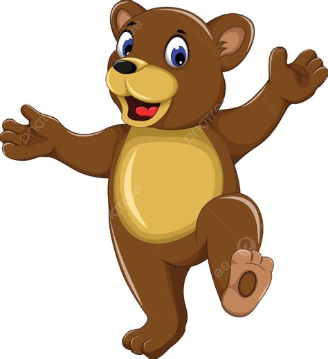 Happy Bear Cartoon Walking Cute Stuffed Fun Vector, Cute, Stuffed, Fun PNG and Vector with ...