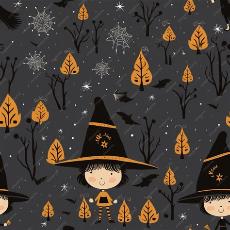 Premium AI Image | wallpaper vector halloween witch pattern