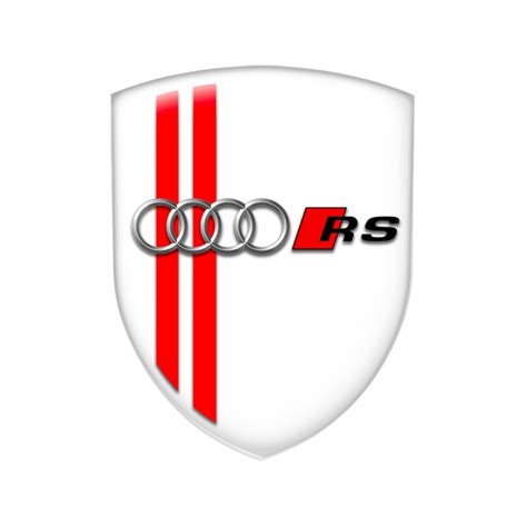 Audi RS Shield Silicone Sticker White Red Line | Domed Emblems ...