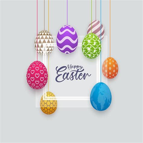 Happy Easter Banner with Hanging Patterned Eggs 931985 Vector Art at Vecteezy