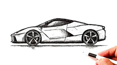 How to draw a Ferrari | Car drawing - YouTube