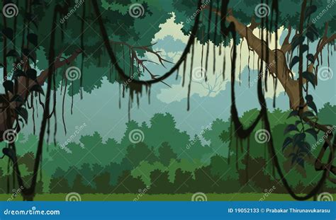 Jungle Background - Pleasant Scenery Stock Illustration - Illustration of bushed, green: 19052133