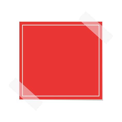 Square red sticky post note template. Taped office memo paper vector ...