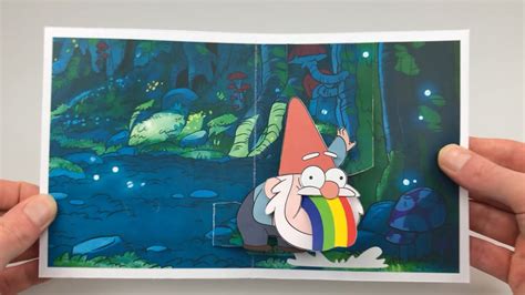 Gnome puking rainbows Gravity Falls pop-up card final version (with ...