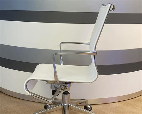 White Mesh Home Office Chair With Arms And A Chrome Frame