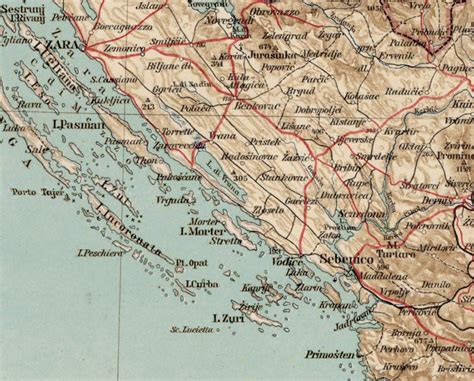 Old map of Dalmatia (Croatia) - Wall map of Dalmatia, fine print on paper or canvas