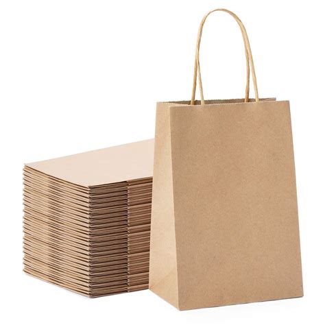 Brown Kraft Paper Bags Gift Party Bags with Handles 25pc 5"x3.75"x8 ...