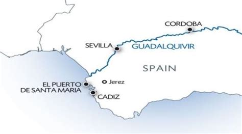 Guadalquivir river map - Guadalquivir map (Andalusia - Spain)