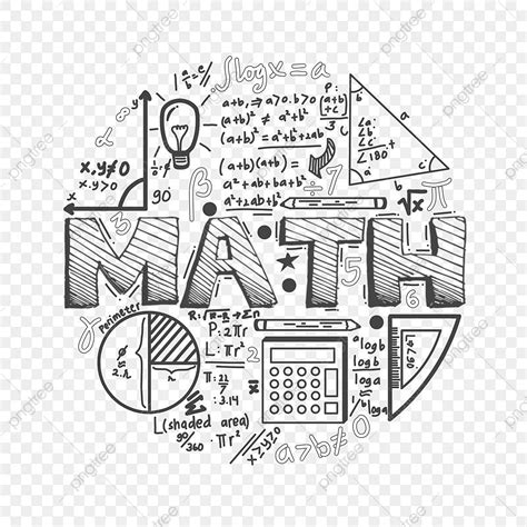 the word math surrounded by doodles and other items on a transparent background png