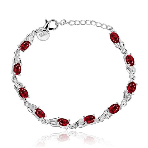 Fashion Bracelets Women Red Crystal Prong Setting Bracelets For Women ...