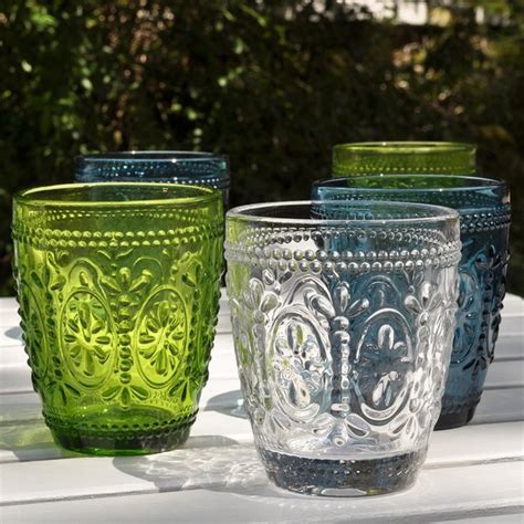 Coloured Pressed Glass Tumblers - furnish.co.uk