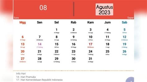 Kalender Jawa Hari Ini 28 Agustus 2023, Tanggalan Jawa Senin Legi - Halaman all - Tribunjateng.com