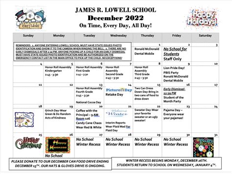 Calendar – James R. Lowell School