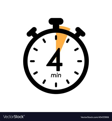 Four minute stopwatch icon timer symbol Royalty Free Vector