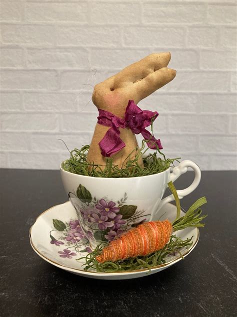 Tea Cup Bunny Easter Decor Vintage Tea Cup Easter Shelf Sitter - Etsy