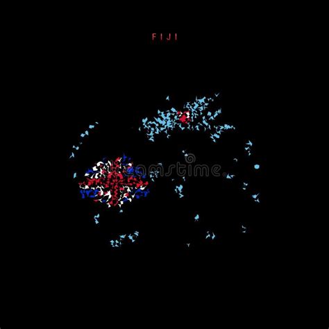 Fiji Flag Map, Chaotic Particles Pattern in the Fijian Flag Colors. Vector Illustration Stock ...