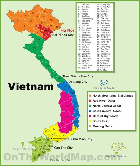 Vietnam province map - Ontheworldmap.com