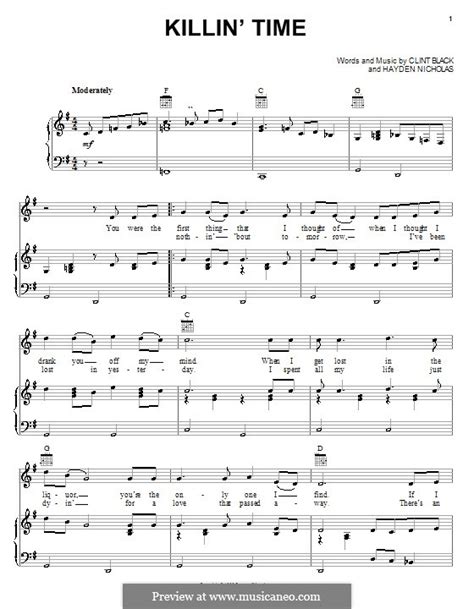 Killin' Time (Clint Black) by H. Nicholas - sheet music on MusicaNeo