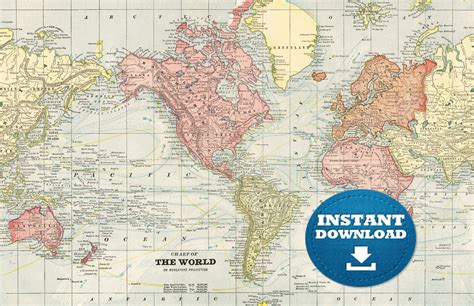 Vintage World Map Printable