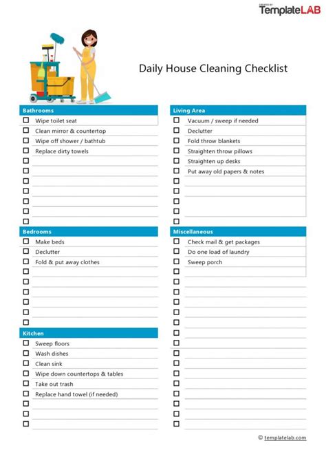 Editable 40 Printable House Cleaning Checklist Templates ᐅ Templatelab ...