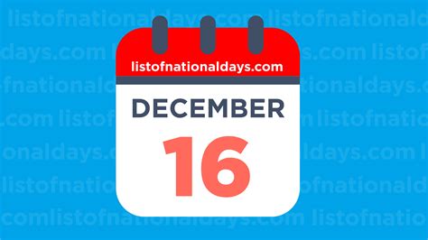 DECEMBER 16TH: National Holidays,Observances & Famous Birthdays