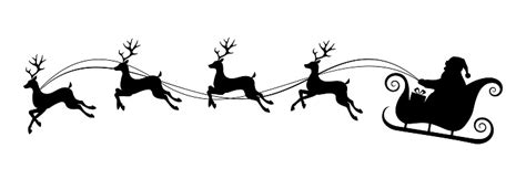 Santa Claus Riding Sleigh Pulled By Reindeers Vector Christmas Black And White Illustration ...