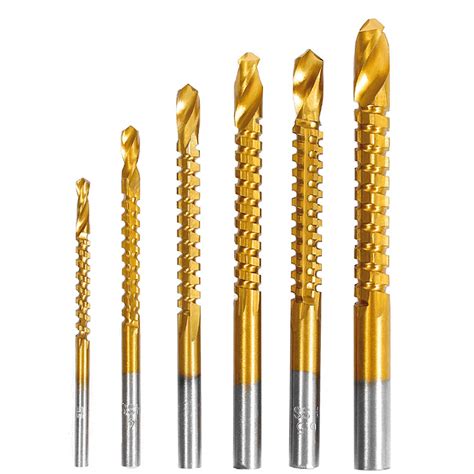 JONMON Titanium Coated HSS Twist Drill Bits - 6Pcs 3-8mm Serrated ...