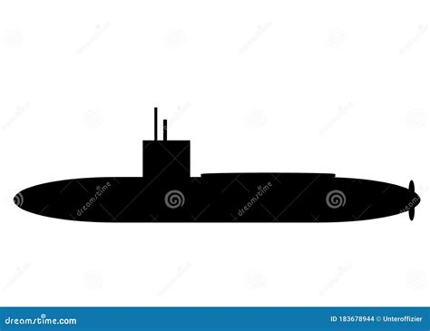 Silhouette Of Submarine With Periscope And Portholes Vector Illustration | CartoonDealer.com ...