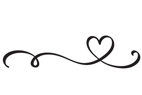 Monoline Banner Black Vintage Vector Valentines Day Hand Drawn Calligraphic Two Hearts ...