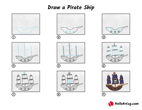 Draw a Pirate Ship - HelloArtsy